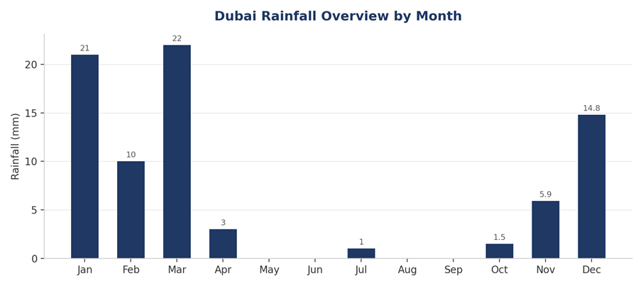 Dubai Rainfall Overview by Month