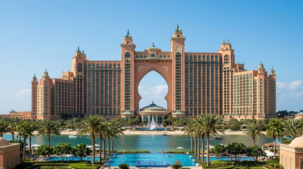 Palm Jumeirah in 2026: What's Actually Open, What's Gone, and How to Do the Island Right 2 Atlantis The Palm resort facade with its central arch under a clear sky