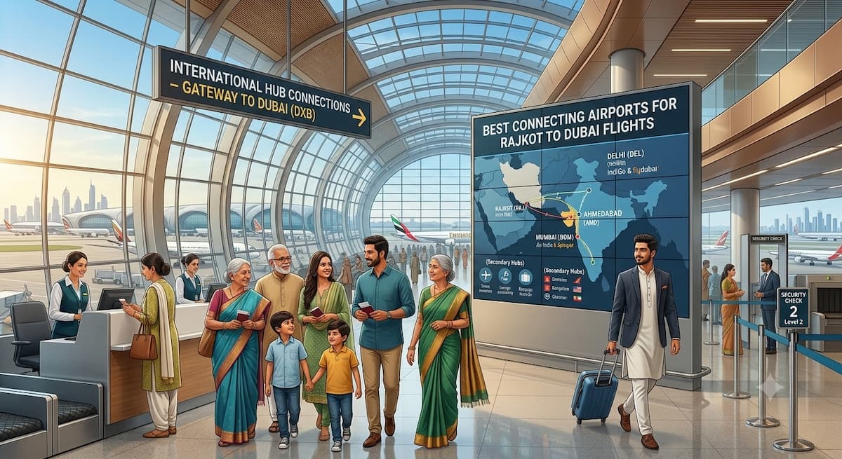 Best Connecting Airports for Rajkot to Dubai Flights