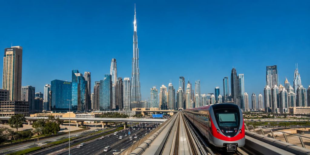 Dubai Metro Guide for Tourists: Nol Cards, Fares, and the Rules Nobody Tells You 1 Downtown Dubai skyline with the Burj Khalifa, served by the Metro Red Line