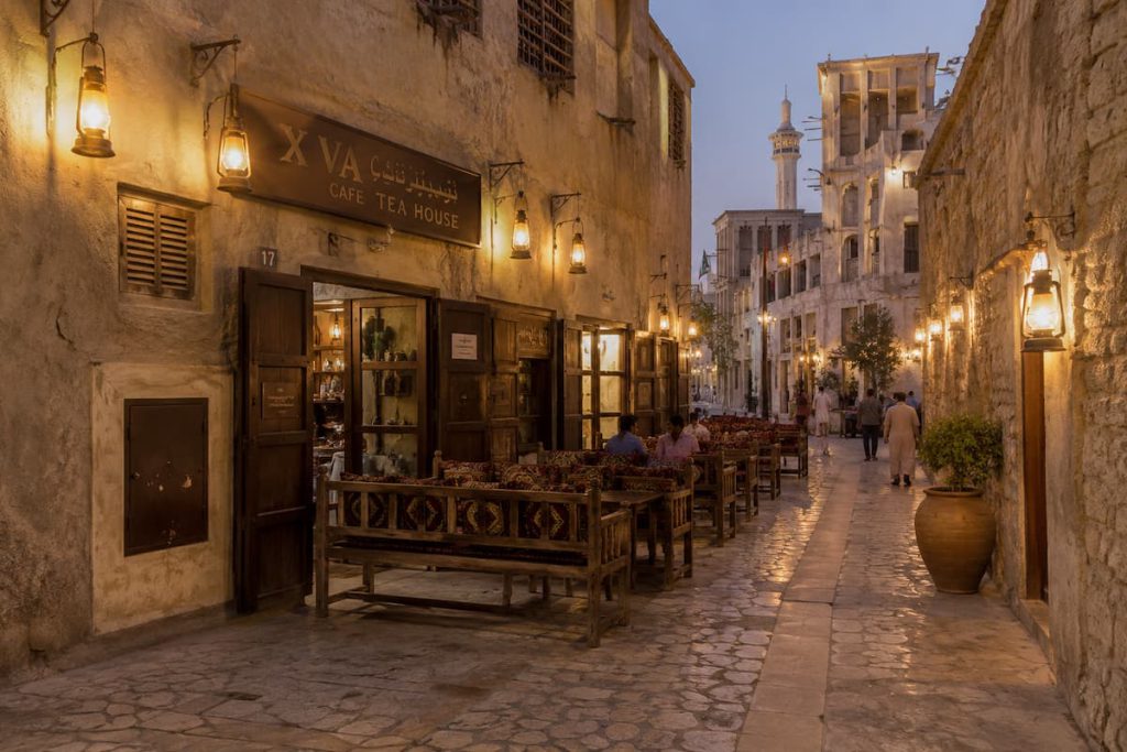 Dubai Food Guide for Indian Travellers: Karak, Karama, and What to Eat Beyond the Familiar 1 Lantern-lit heritage lanes of Old Dubai, home to the city's traditional tea houses