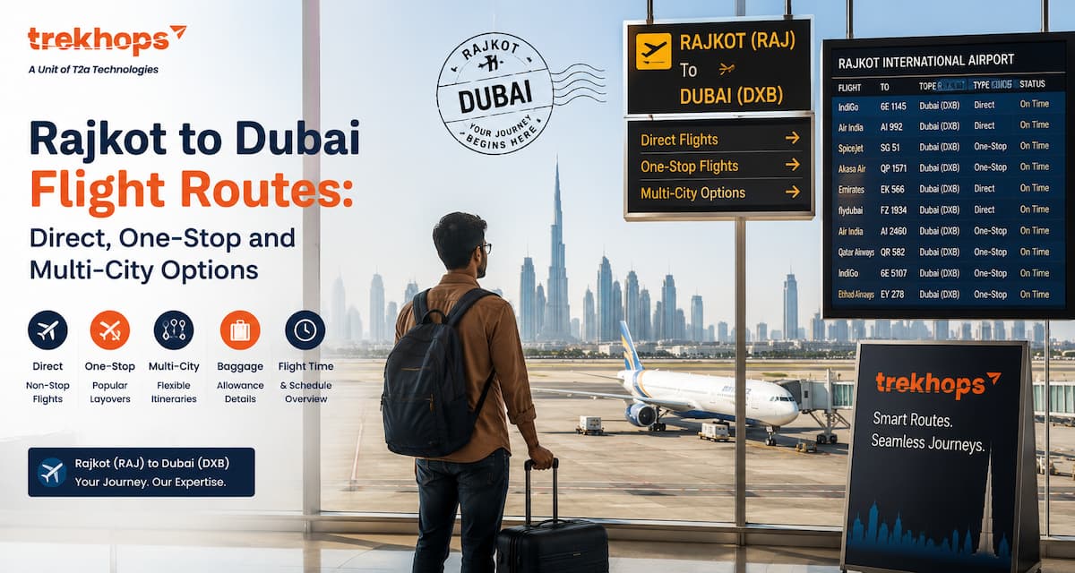 Rajkot to Dubai Flight Routes Direct, One-Stop and Multi-City Options